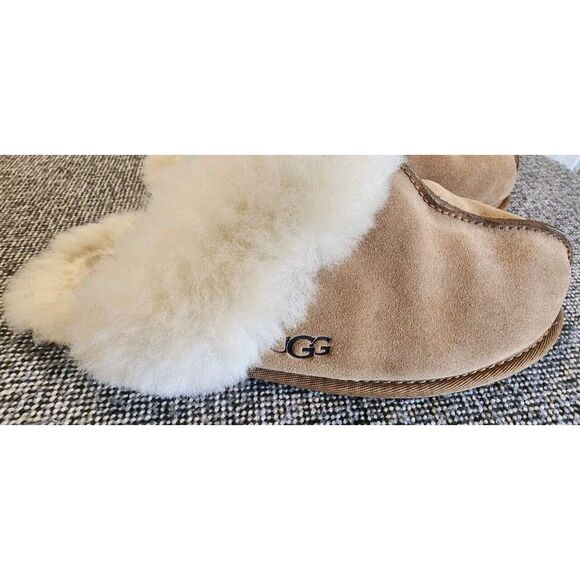 UGG SCUFFETTE II‎ CHESTNUT WOOL SHEARLING LINED SLIPPERS Womans Size 8 - Picture 2 of 5